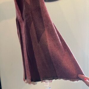 Maroon & Dusty Rose Striped Knit Scarf